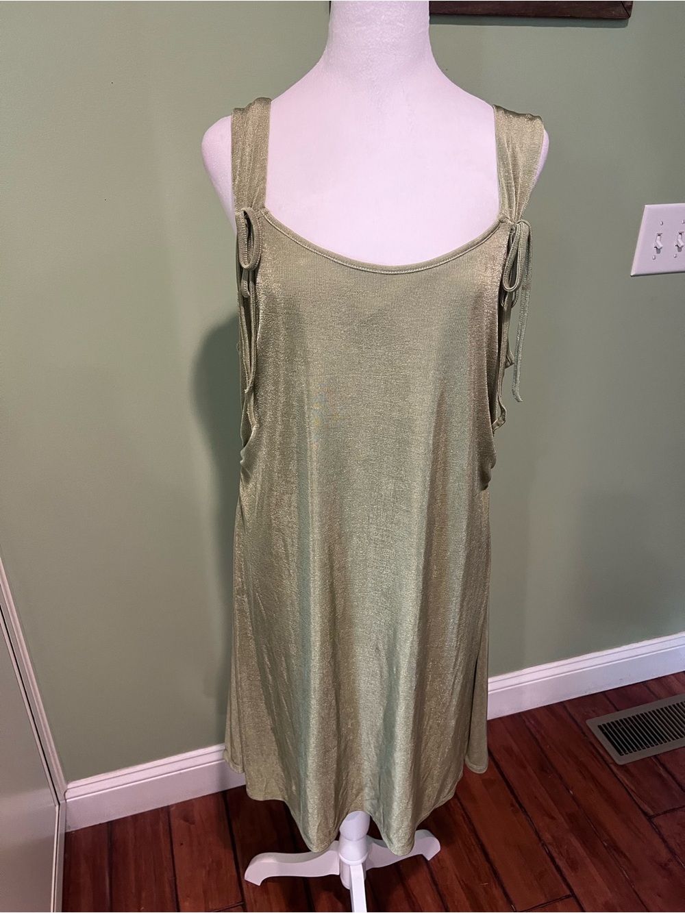 Olive Green Tie-Strap Midi Dress
